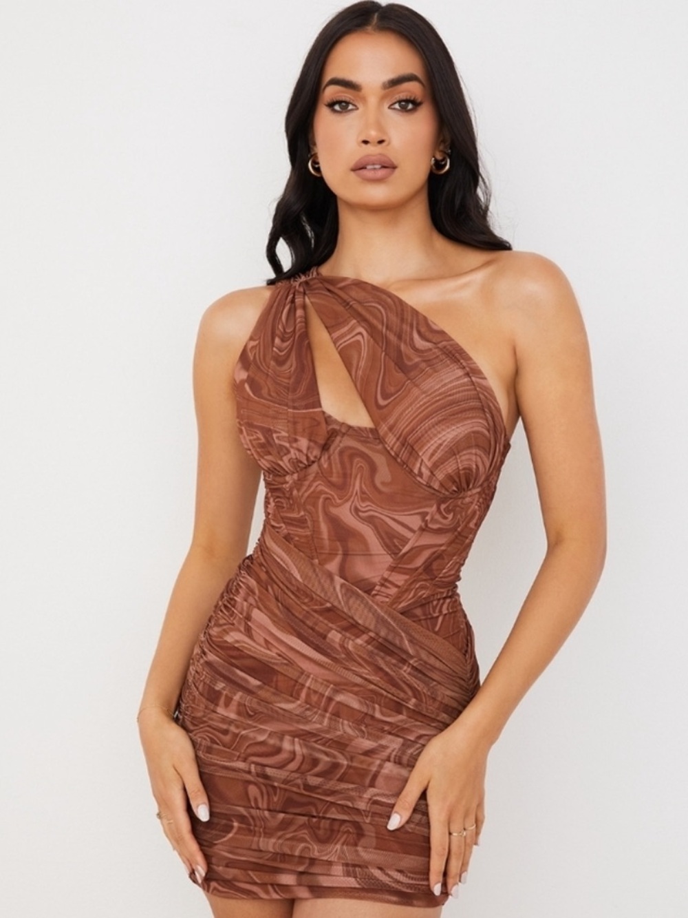 House of CB Clementine Swirl Print Cut Out Mini Dress XS NWOT
